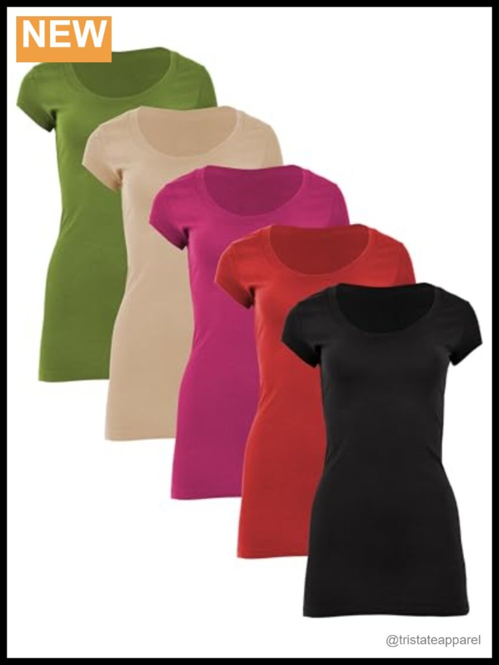 Women's Cotton Stretch Scoop Neck Short Sleeve Long Tunic T-Shirt Multipack
